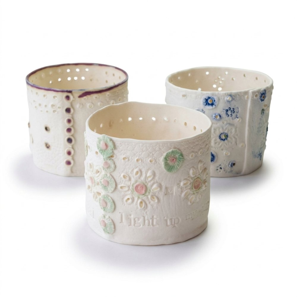 Porcelain Tealight Holder and Incense Holder